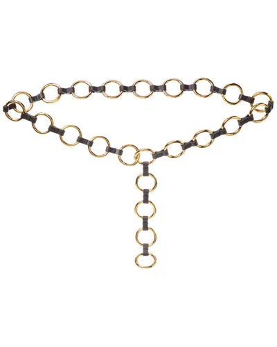 Michael Kors Collection Marisa Metal & Leather Belt In Black