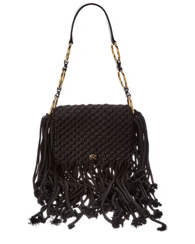 Michael Kors Collection Marissa Macrame Flap Bag In Black