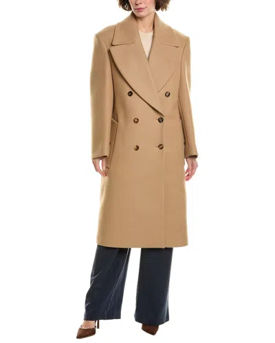 Michael Kors Collection Melton Double-breasted Wool Coat In Brown