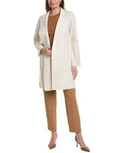 Pre-owned Michael Kors Collection Melton Wool Bathrobe Coat Women's In White