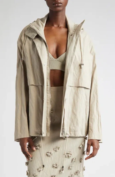Michael Kors Collection Metallic Gabardine Hooded In Almond