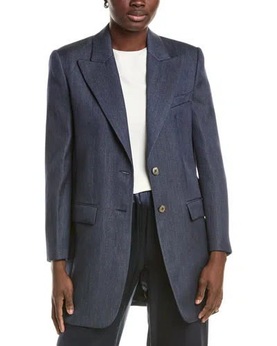 Michael Kors Collection Mohair & Silk-blend Boyfriend Blazer In Brown