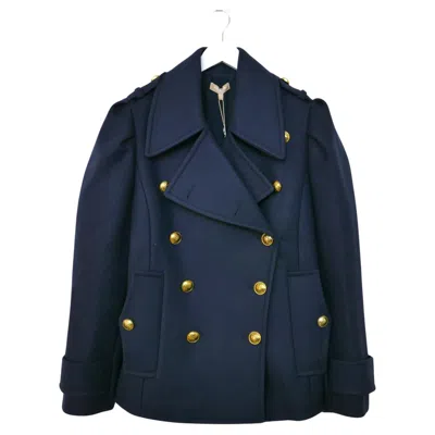 Pre-owned Michael Kors Collection Navy Blue Heavy Wool Military Pea Coat