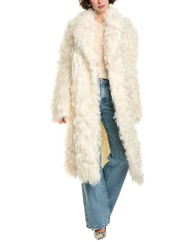 Michael Kors Collection Notch Collar Mohair-blend Coat In White