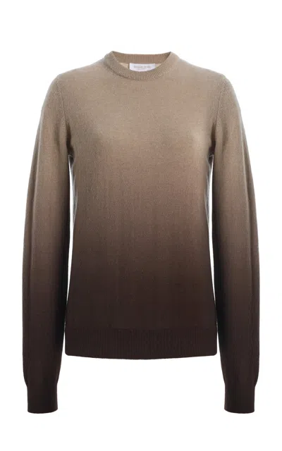 Michael Kors Collection Ombre Crewneck Cashmere Top In Animal Print