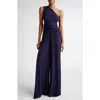 Michael Kors One-shoulder Jersey Jumpsuit In Maritime
