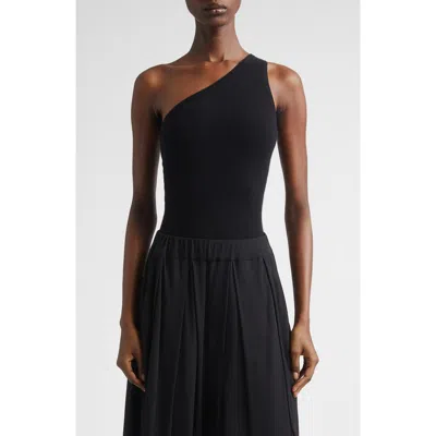Michael Kors Collection One-shoulder Cashmere Blend Bodysuit In Black