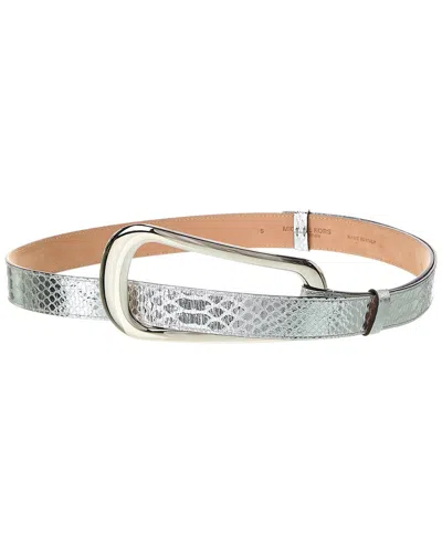 Michael Kors Collection Organic Buckle Loop Croc-embossed Leather Belt