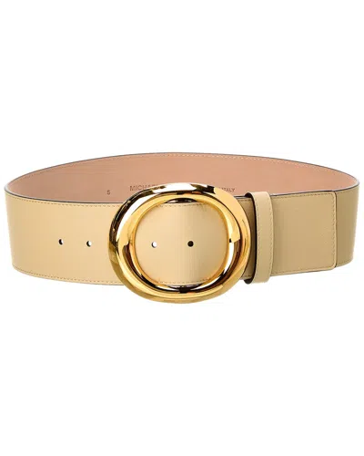Michael Kors Collection Oval Leather Belt In Gold
