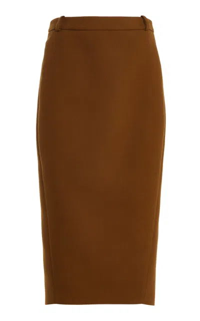 Michael Kors Collection Pegged Wool-blend Midi Skirt In Brown