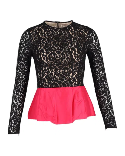Michael Kors Collection Peplum Top In Black Viscose Lace