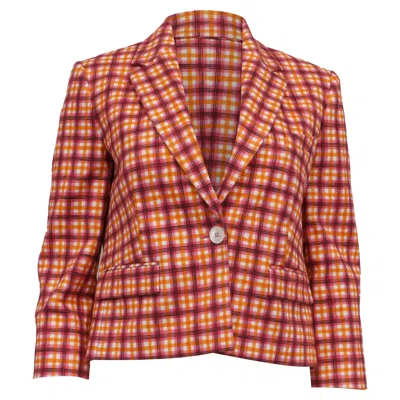 Michael Kors Collection Plaid Blazer In Multicolor Cotton