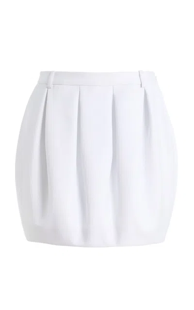 Michael Kors Collection Pleated Bubble Cotton-blend Mini Skirt In White