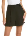 Michael Kors Collection Pleated Cuff Linen Short In Black