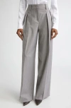 Michael Kors Collection Pleated Houndstooth Slouch Stretch Virgin Wool Trousers In Gray