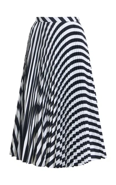 Michael Kors Collection Pleated Poplin Midi Skirt In Black
