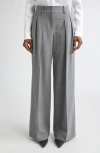Michael Kors Collection Pleated Slouch Stretch Wool Trousers In Gray