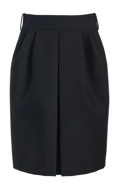 Michael Kors Collection Pleated Wool-blend Knee-length Skirt In Black
