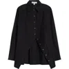 Michael Kors Collection Portrait Collar Taffeta Shirt In Black