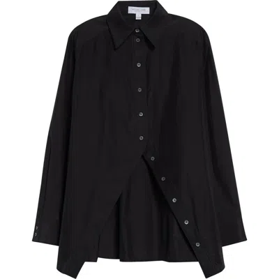 Michael Kors Collection Portrait Collar Taffeta Shirt In Black