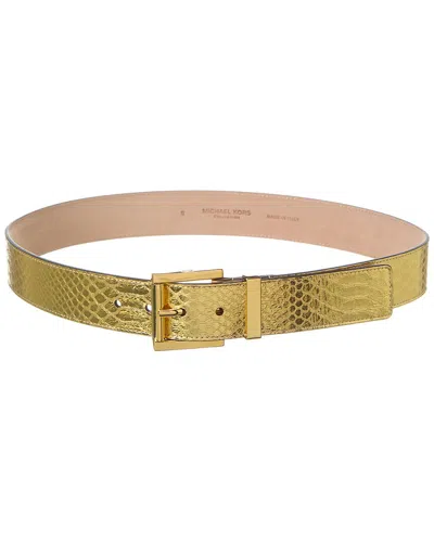 Michael Kors Collection Roller Buckle Hip Leather Belt In Gold