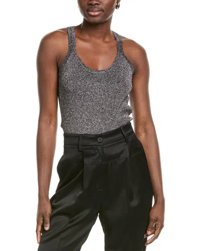 Michael Kors Collection Scoop Neck Bodysuit In Silver