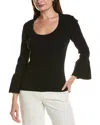 Michael Kors Collection Scoop Ruffle Top In Black