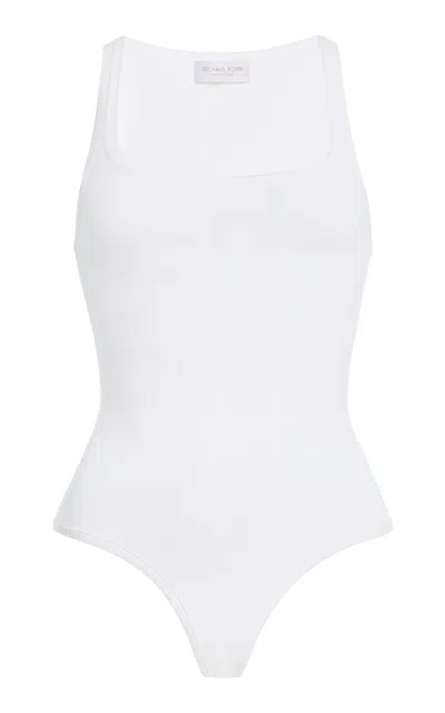 Michael Kors Collection Scoop-neck Jersey Tank Bodysuit In White