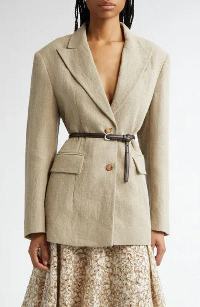 Michael Kors Collection Sculpted Two-button Linen Blazer In Hemp Melange