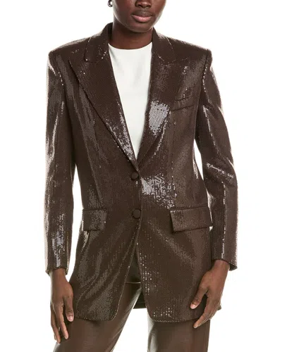 Michael Kors Collection Sequin Boyfriend Blazer In Brown
