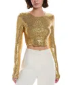 Michael Kors Collection Sequin Crop Top In Gold