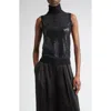 Michael Kors Collection Sequin Embellished Sleeveless Cashmere Turtleneck Sweater In Black