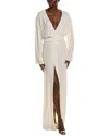 Michael Kors Collection Sequin Embellished Wrap Gown In White