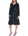 Michael Kors Collection Sequin Flare Midi Dress In Blue