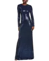 Michael Kors Collection Sequin Gown In Blue