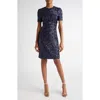 Michael Kors Sequined Short-sleeve Mini Dress In Maritime