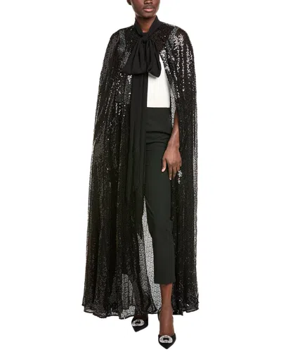 Michael Kors Collection Sequin Silk-blend Cape Dress In Black