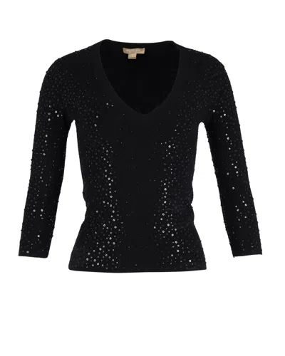 Michael Kors Collection Sequined Jumper In Black Viscose