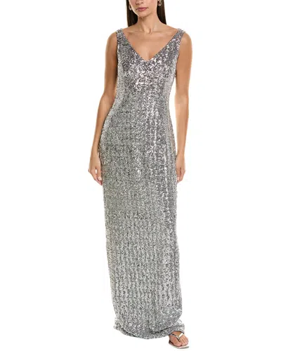 Michael Kors Collection Sequins Portrait Gown In Metallic