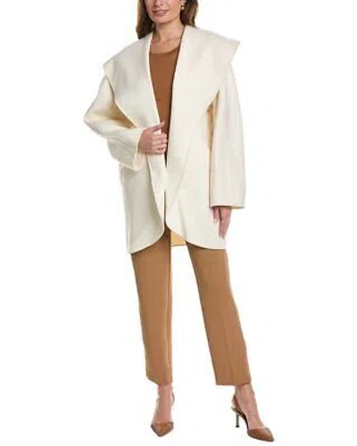 Pre-owned Michael Kors Collection Shawl Clutch Wool Coat Women's In White