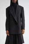 Michael Kors Collection Shawn Double Breasted Virgin Wool Blazer In Black