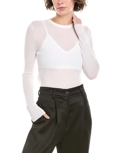 Michael Kors Collection Sheer Rib Top In White
