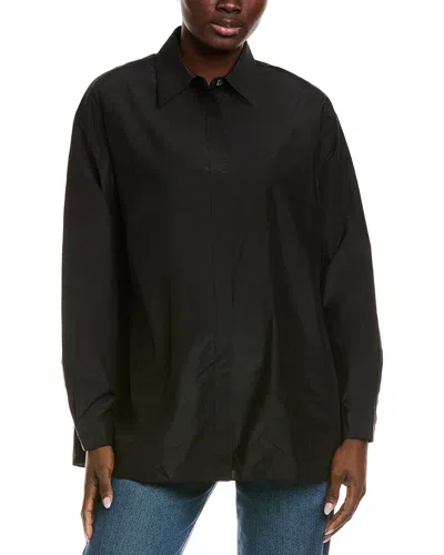 Michael Kors Collection Silk-blend Boyfriend Shirt In Black