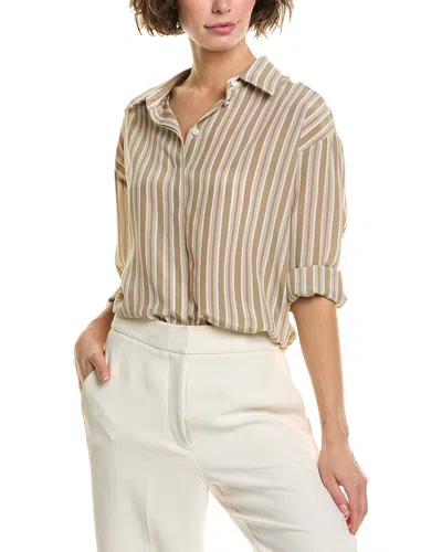Michael Kors Collection Silk Boyfriend Shirt In Brown