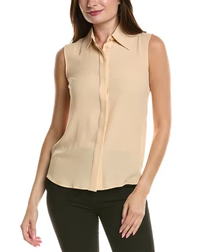 Michael Kors Collection Silk Hansen Top In Brown