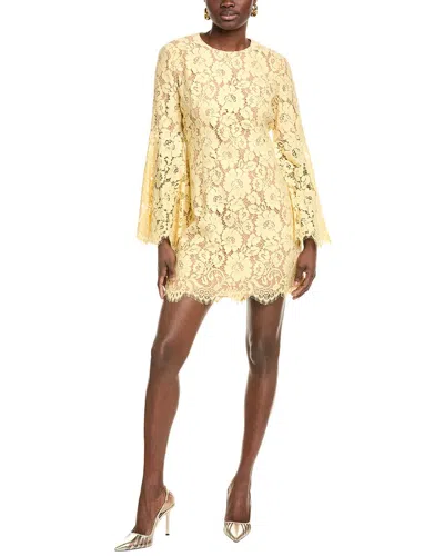 Michael Kors Collection Silk-lined Lace Mini Dress In Yellow