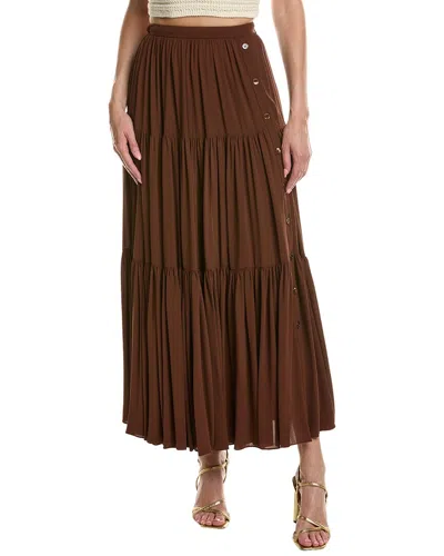 Michael Kors Collection Silk Skirt In Brown