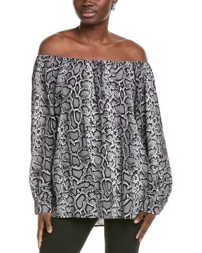 Michael Kors Collection Silk Top In Gray