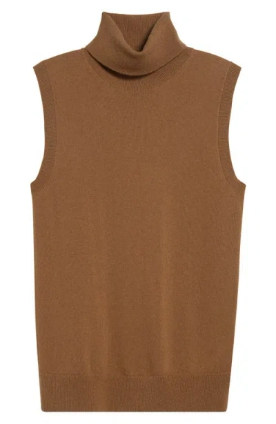 Michael Kors Collection Sleeveless Cashmere Turtleneck Sweater In Brown