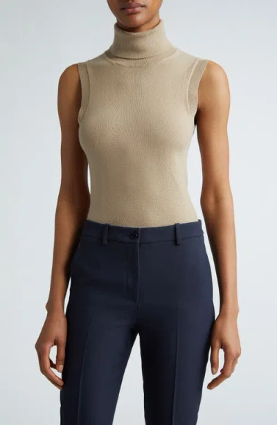 Michael Kors Collection Sleeveless Cashmere Turtleneck Sweater In Neutral